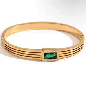 Green Zirconian Buckle Bracelet 18k plated stainless steel